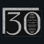 Invitación Magnífica tipografía Purpurina plateada 30 cumplea<br><div class="desc">Celebre con estilo con estas elegantes invitaciones de cumpleaños 30 del purpurina plateado. El diseño es fácil de personalizar y sus huéspedes se sentirán encantados cuando reciban estas elegantes invitaciones.</div>