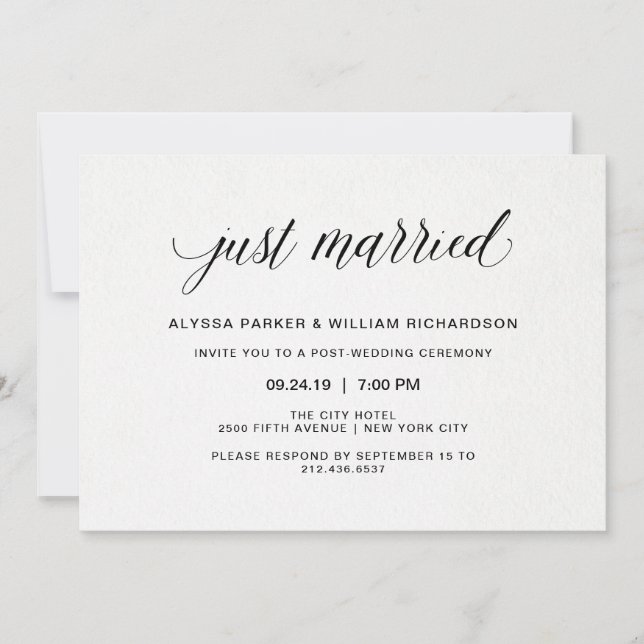 Invitación Magnífica tipografía simple, celebración casada (Anverso)