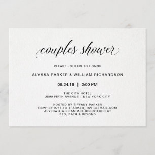 Invitación Magnífica tipografía simple Ducha para parejas