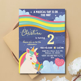 Invitación Magníficas estrellas del arco iris de unicornio mo