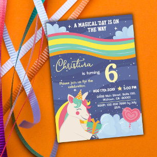 Invitación Magníficas estrellas del arco iris de unicornio mo