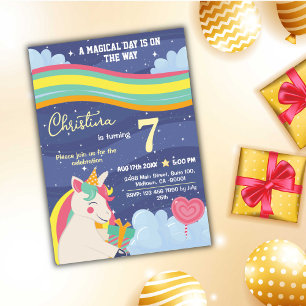 Invitación Magníficas estrellas del arco iris de unicornio mo