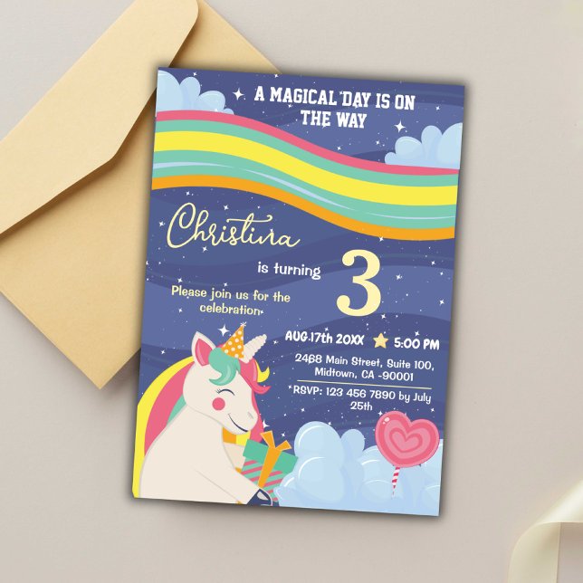 Invitación Magníficas estrellas del arco iris de unicornio mo (Subido por el creador)