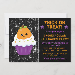 Invitación Magníficas magdalenas de Halloween de calabaza ado