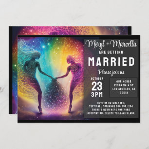 Invitación Magnífico Amantes cósmicos del Arcoiris Boda de fa