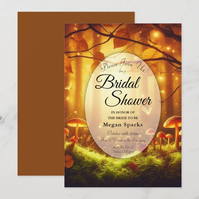 Invitación Magnífico Amber Forest Fairytale Bridal Shower (Anverso / Reverso)