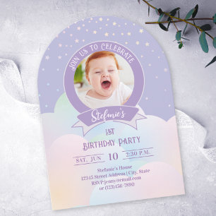Invitación Magnífico arcoiris Pequeñas estrellas Niños Foto C