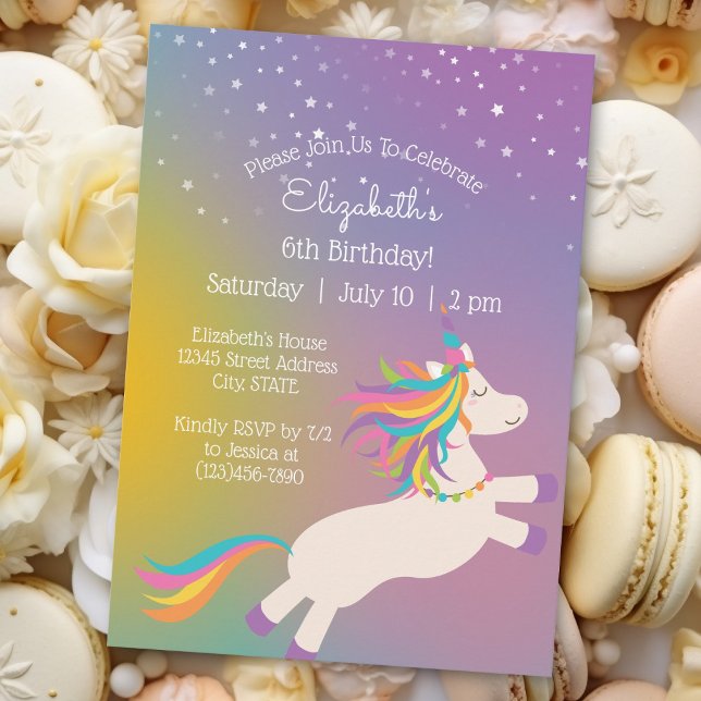 Invitación Magnífico arcoiris unicornio sacude a Fiesta de cu (Subido por el creador)