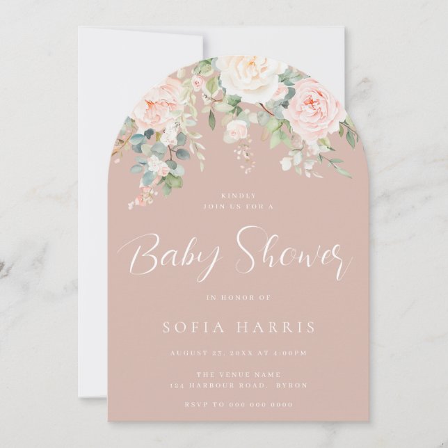Invitación Magnífico Baby Shower botánico Rubor & Ivory (Anverso)