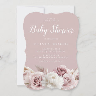 Invitación Magnífico Baby Shower Rubor y Rosa Dusty