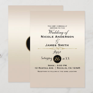 Invitación Magnífico bañador de perla de oro y Boda elegante