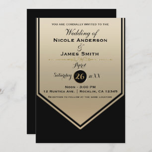 Invitación Magnífico Boda de color negro y dorado