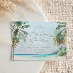 Invitación Magnífico Boda de la Isla de las Palmeras Tropical<br><div class="desc">Esta elegante invitación a la boda de destino cuenta con un magnífico paisaje acuático de una playa tropical con palmeras,  playa de arena y agua azul cristalina. La tipografía es clásica pero moderna. Esta es la invitación perfecta para una boda tropical en la playa o destino.</div>