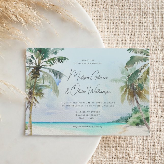 Invitación Magnífico Boda de la Isla de las Palmeras Tropical (Subido por el creador)