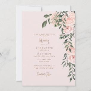 Invitación Magnífico Boda de Rubor Floral Gold de Rubor