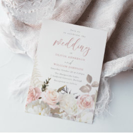 Invitación Magnífico Boda de Rubor y Floral Blanca