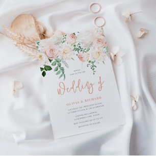 Invitación Magnífico Boda Floral Blanco y Rubor
