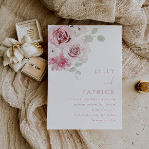Invitación Magnífico Boda Floral de color de agua Rubor y Sag