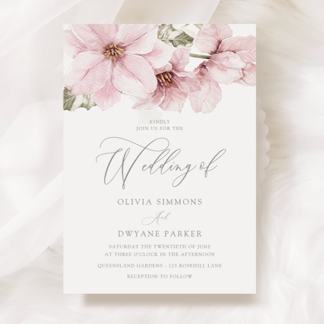 Invitación Magnífico Boda floral Rubor elegante (Subido por el creador)