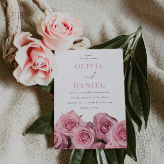 Invitación Magnífico Boda romántico de Rubor Roses rosados