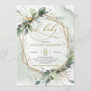 Invitación Magnífico boho greendy deja oro oh bebé