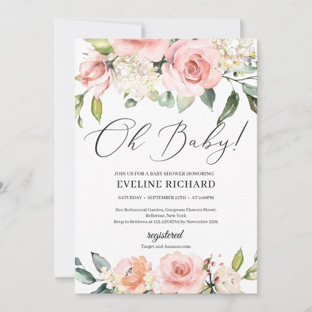 Invitación Magnífico boho rosa de la vegetación floral de col (Anverso)