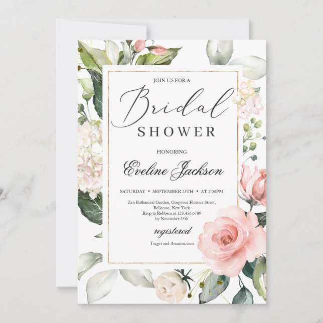 Invitación Magnífico Boho ruidoso floral vegetación Bridal Sh (Anverso)