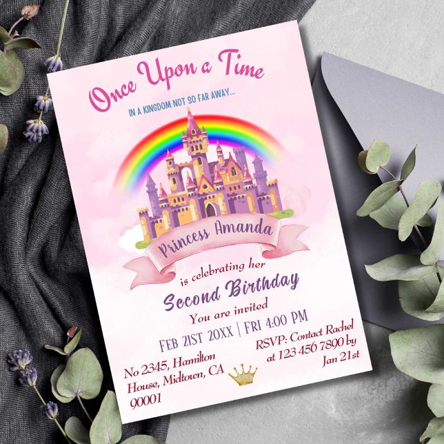 Invitación Magnífico castillo lindo princesa arcoiris 2º cump (Subido por el creador)