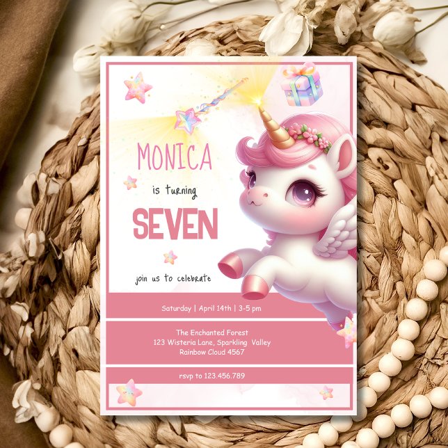 Invitación Magnífico cumpleaños de niños de unicornio pastel (Subido por el creador)