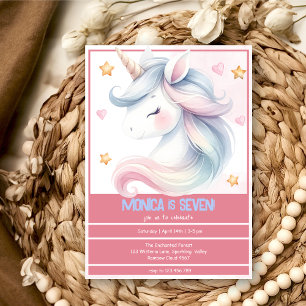 Invitación Magnífico cumpleaños de niños de unicornio pastel