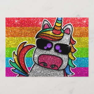 Invitación Magnífico Día de Cumpleaños del Purpurina Rainbow