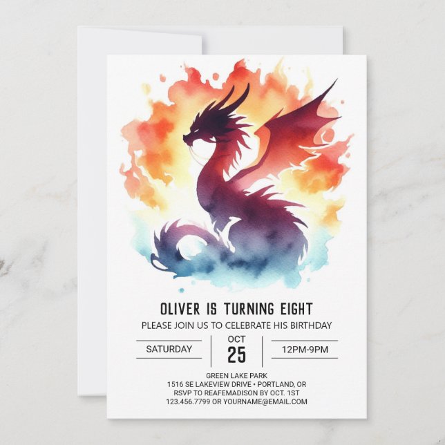 Invitación Magnífico Dragón Digital de Cumpleaños (Anverso)