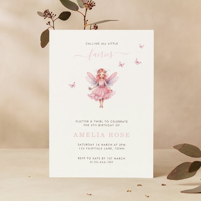Invitación Magnífico Fairy Birthday Whimsical Simple Elegante (Subido por el creador)