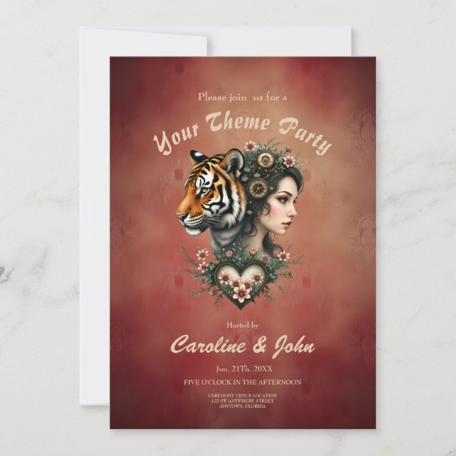 Invitación Magnífico mundo floral de steampunk (Anverso)