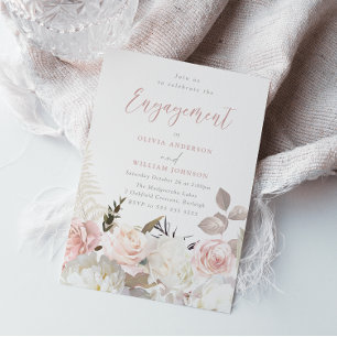 Invitación Magnífico Partido de Compromiso de las Flores Blan