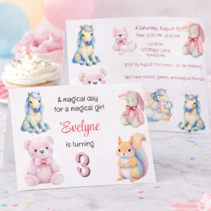 Invitación Magnífico Pastel Chicas de cumpleaños Unicorn Bunn