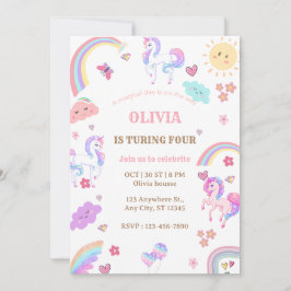 Invitación Magnífico Pastel Unicornio Fiesta de Cumpleaños de