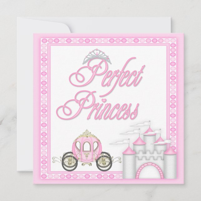 Invitación Magnífico Princesa Baby Shower Coach and Castle (Anverso)