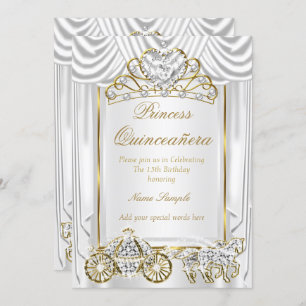 Invitación Magnífico Quinceanera Oro Blanco