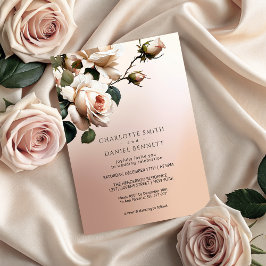 Invitación Magnífico Rosa de aceite de Rubor Beige Boda
