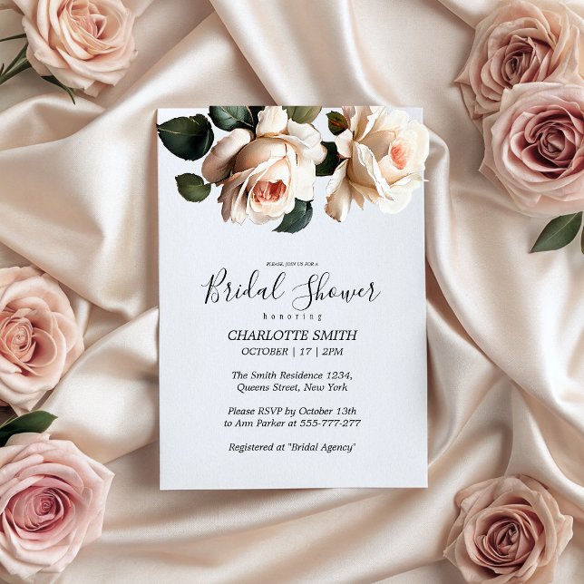 Invitación Magnífico Rosa de té con ducha de novia (Gorgeous Tea Rose Bridal Shower Invitation)