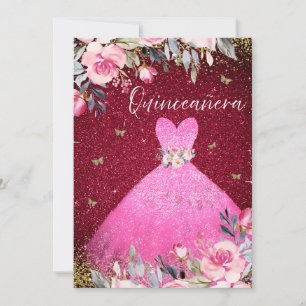 Invitación Magnífico Rubor Vestido de traje rosa Floral Quinc