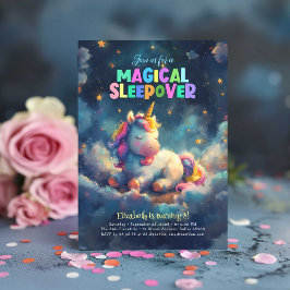 Invitación Magnífico Sleepover Unicornio Fiesta de madera Cum