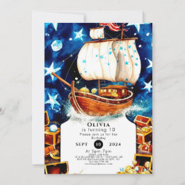 Invitación Magnífico tesoro para niños cazando piratas cumple