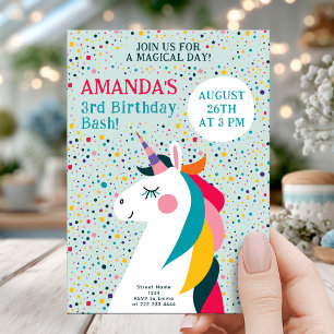 Invitación Magnífico Unicornio Birthday Bash Editable Kids Fi