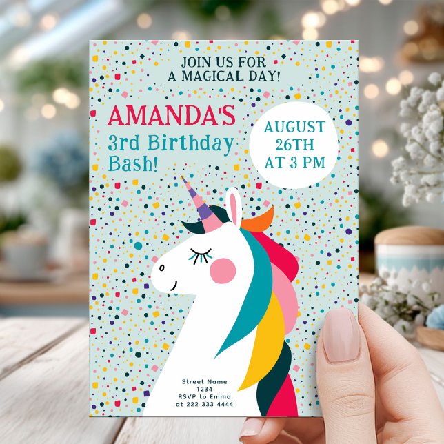 Invitación Magnífico Unicornio Birthday Bash Editable Kids Fi (Subido por el creador)