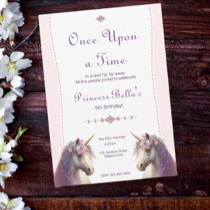 Invitación Magnífico unicornio en el cumpleaños de una prince