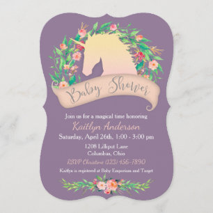 Invitación Magnífico Unicornio Floral Baby Shower