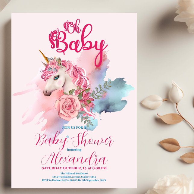 Invitación Magnífico unicornio Rainbow Baby Shower (Subido por el creador)