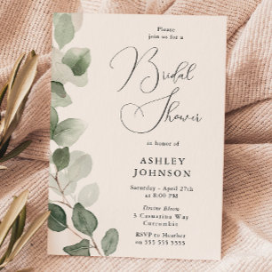 Invitación Magnífico verde deja una moderna ducha de novia
